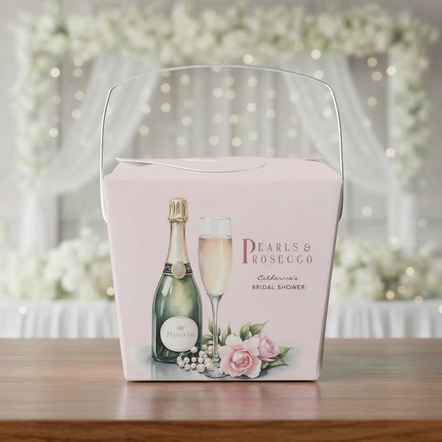 Ballotins Pearls And Prosecco Floral Elegant Bridal Shower (Front view pearls and prosecco bridal shower romantic pink fairytale elegant favor box)
