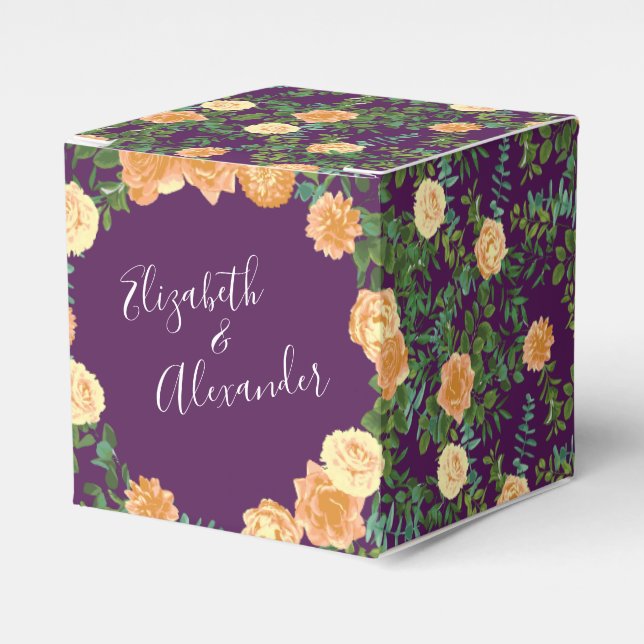 Ballotins Pêcher Mariage violet Roses floraux (Verso)