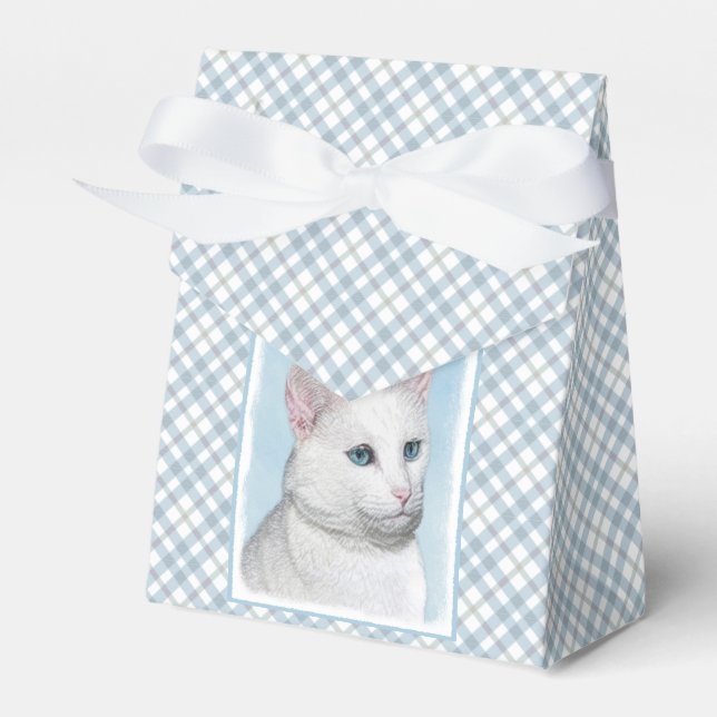 Ballotins Peinture de chat blanc - Cute Original Cat Art (Verso)