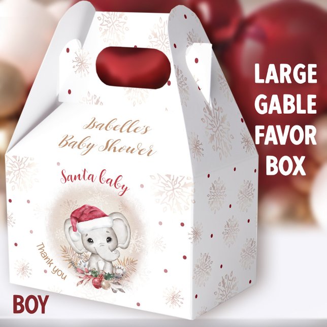 Ballotins Père Noël Baby Elephant Baby shower de Noël Grand (Santa Baby Boy Large Gable Favor Boxes - You can choose from 3 sizes of these gable favor boxes)