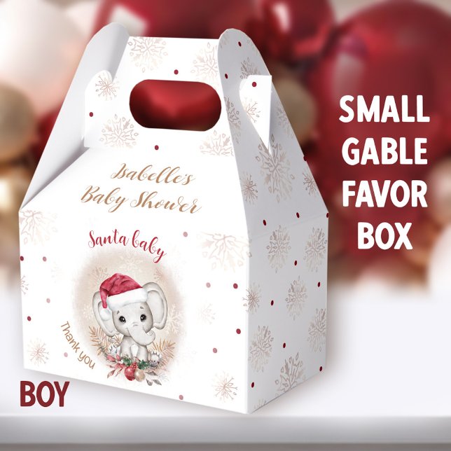 Ballotins Père Noël Baby Elephant Baby shower de Noël Petit (Santa Baby Boy Small Gable Favor Boxes - You can choose from 3 sizes of these gable favor boxes)