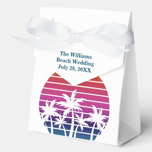 Ballotins Personalized Beach Wedding Sunset Palm Trees (Recto)