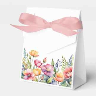 Ballotins Personalized Floral Favor Box with Ribbon 
