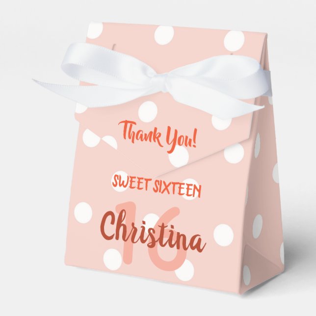 Ballotins Personalized Pink Polka Dots Sweet 16 (Verso)