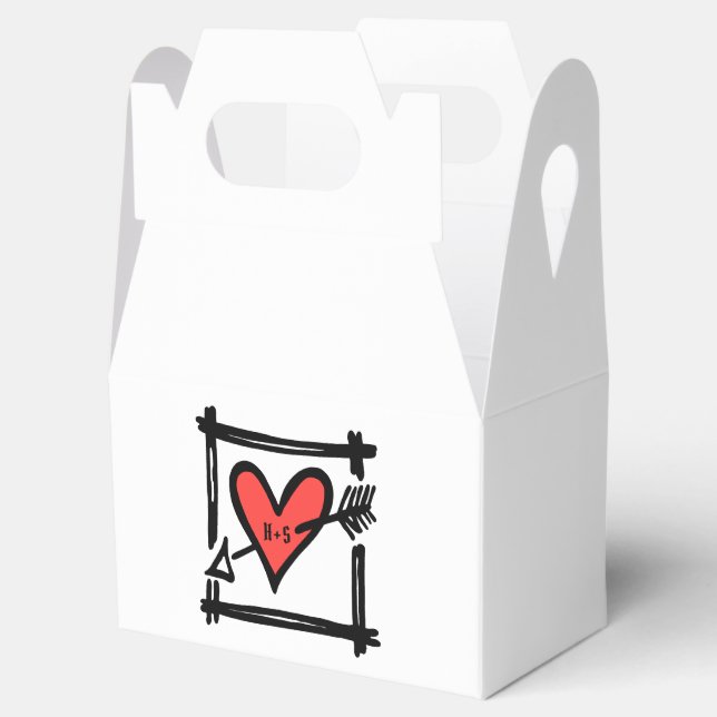 Ballotins Personnalisé Black & Red Love Heart Wedding Favor  (Ouvert)