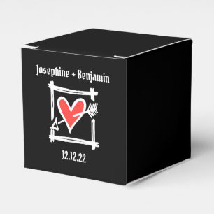 Ballotins Personnalisé Black & Red Love Heart Wedding Favor 