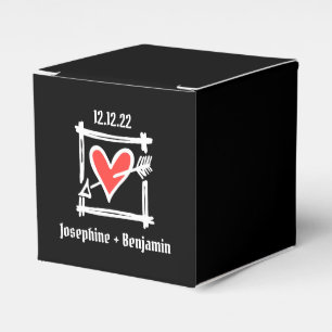 Ballotins Personnalisé Black & Red Love Heart Wedding Favor 
