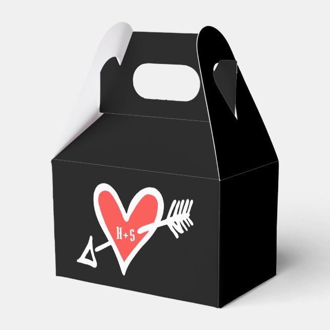 Ballotins Personnalisé Black & Red Love Heart Wedding Favor  (Verso)