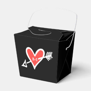 Ballotins Personnalisé Black & Red Love Heart Wedding Favor 
