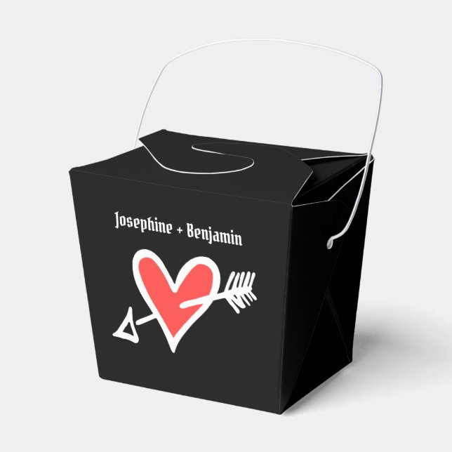 Ballotins Personnalisé Black & Red Love Heart Wedding Favor  (Verso)