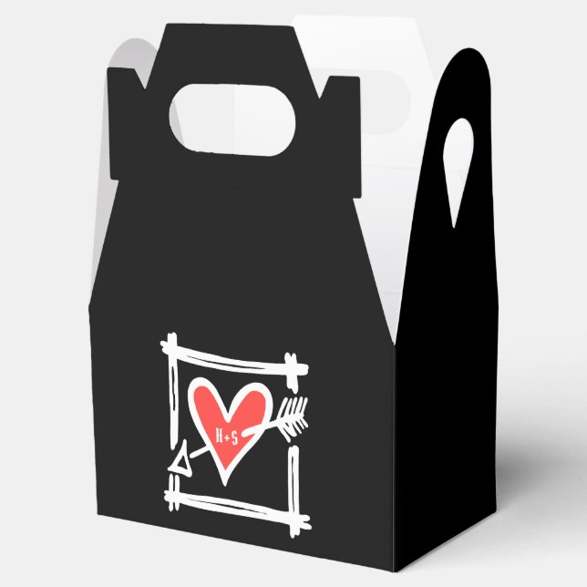 Ballotins Personnalisé Black & Red Love Heart Wedding Favor  (Ouvert)