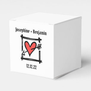 Ballotins Personnalisé Black & Red Love Heart Wedding Favor 