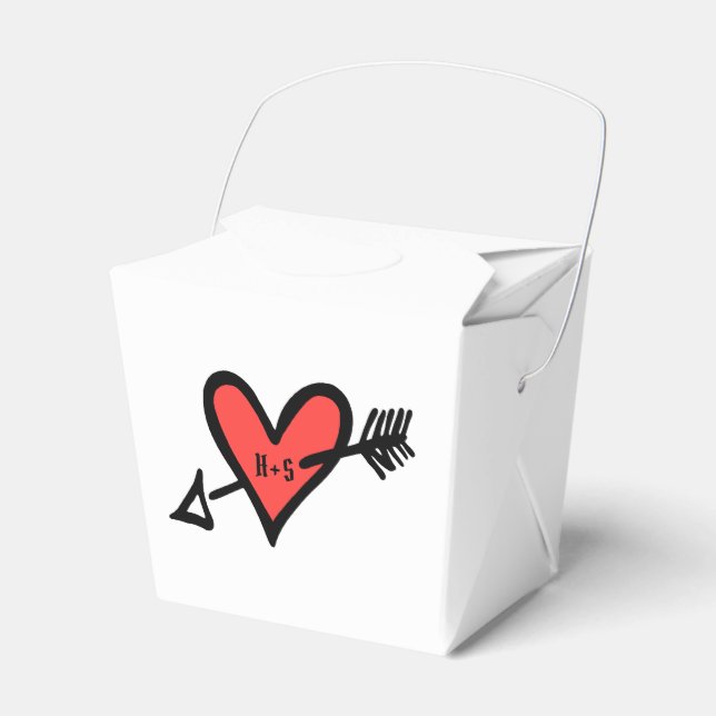 Ballotins Personnalisé Black & Red Love Heart Wedding Favor  (Verso)