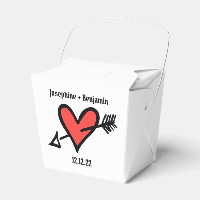 Ballotins Personnalisé Black & Red Love Heart Wedding Favor  (Verso)