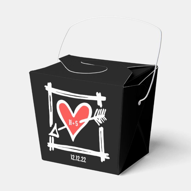 Ballotins Personnalisé Black & Red Love Heart Wedding Favor  (Verso)