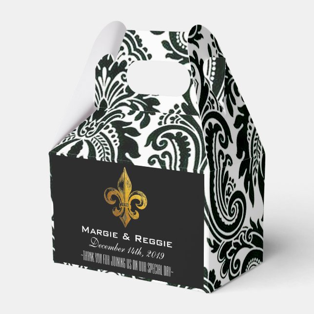 BALLOTINS PERSONNALISÉ BLACK WHITE & GOLD FLEUR DE LIS (Verso)
