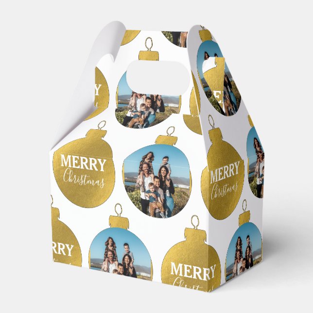 Ballotins Personnalisé Elegant Gold Photo Ornements Noël (Verso)