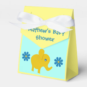 Ballotins Personnaliser l'éléphant jaune, fleurs bleues