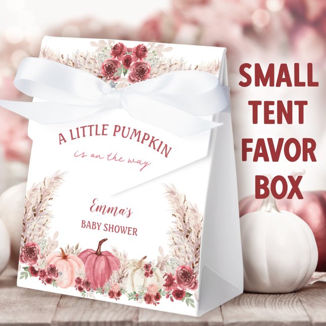 Ballotins Petit Baby shower Citrouille Marsala Tente rose (Little Pumpkin Small Tent Favor Boxes. You can choose from 2 sizes of these tent favor boxes.)