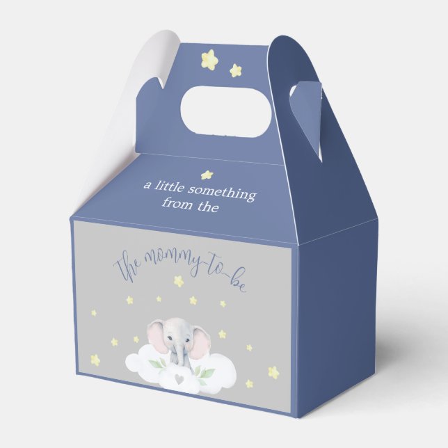 Ballotins Petit Baby shower d'arachide bleu éléphant (Verso)