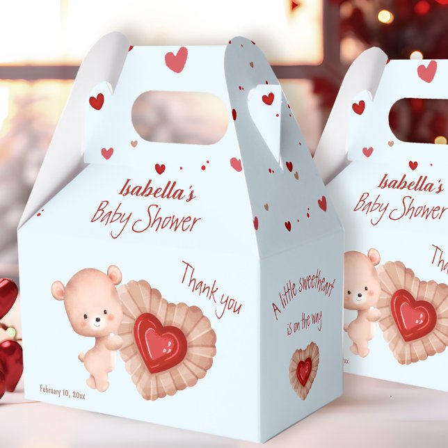 Ballotins Petit Baby shower de Valentines Rouge Bleu Rouge (Little Sweetheart Red Blue Valentines Baby Shower Favor Box)