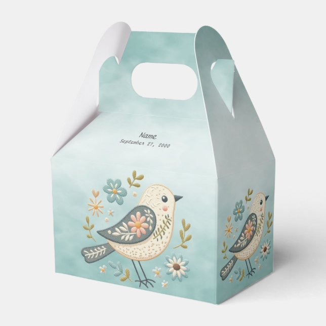 Ballotins Petit Ballotin Floral d'oiseaux verts (Verso)