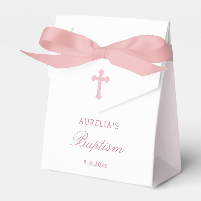 Ballotins Petit chapiteau de baptême à ruban rose (Verso)