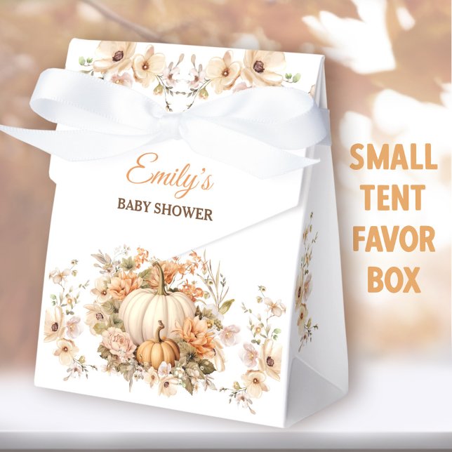 Ballotins Petit Citrouille Pastel Baby shower blanc Petite t (Little Pumpkin White Small Tent Favor Boxes - You can choose from 2 sizes of these tent favor boxes)