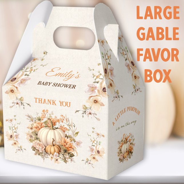 Ballotins Petit Citrouille Sur Le Chemin Baby shower Grande  (Little Pumpkin Large Gable Favor Boxes - You can choose from 3 sizes of these gable favor boxes)