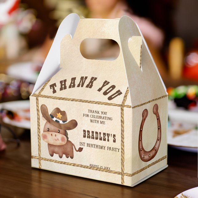 Ballotins Petit cowboy bébé cheval 1er rodéo fête d'annivers (Little cowboy baby horse 1st rodeo birthday party favor box personalized western party favor box)