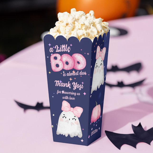 Ballotins Petit garçon Halloween bébé fille fantôme baby sho (Little boo Halloween baby girl ghost baby shower personalized popcorn Favor Boxes)