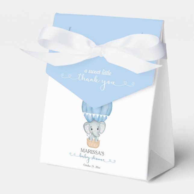 Ballotins Petit Merci doux Baby shower bleu éléphant (Verso)