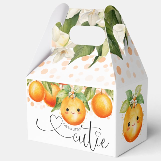 Ballotins Petite Douce Orange Citron Fête de Naissance Bébé (Little cutie baby shower favor boxes with sweet little face. You can add text to personalize.)