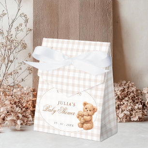 Ballotins Petite Fête Baby Shower Ours en Velours Marron Gin