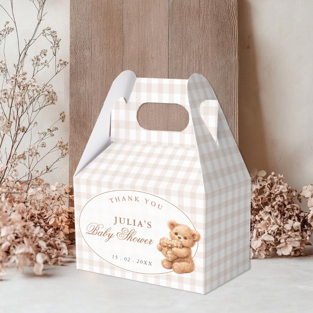 Ballotins Petite Fête de Naissance Ourson Marron Gingham (Créateur téléchargé)