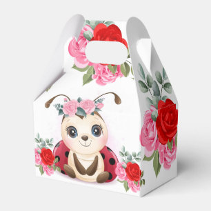 Ballotins Petite Ladybug Rouge rose Baby shower Floral Fille