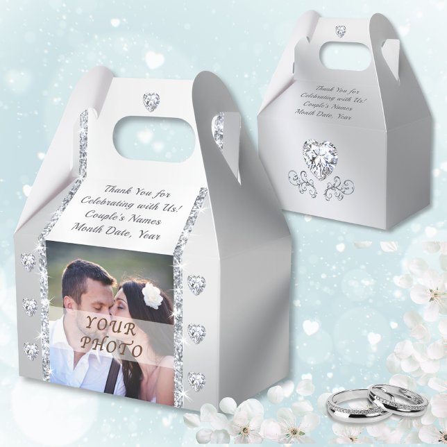 Ballotins Photo et boîte de soutien au mariage personnalisée (Personalized Wedding Favor Boxes. Wedding Favor Bags. Wedding favor ideas. Bridal Shower favors.)