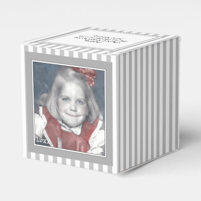 Ballotins Photo Keepsaké Gris/Blanc Simple Stripes Motif (Verso)