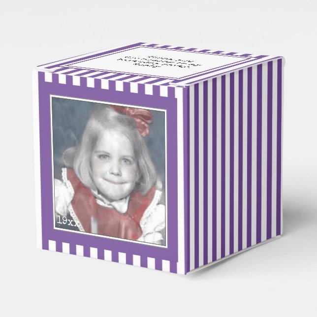 Ballotins Photo Keepsaké violet/blanc Motif simple rayures (Verso)