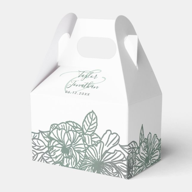 Ballotins Photo personnalisée Sage Vert Fleurs Nice Mariage (Verso)