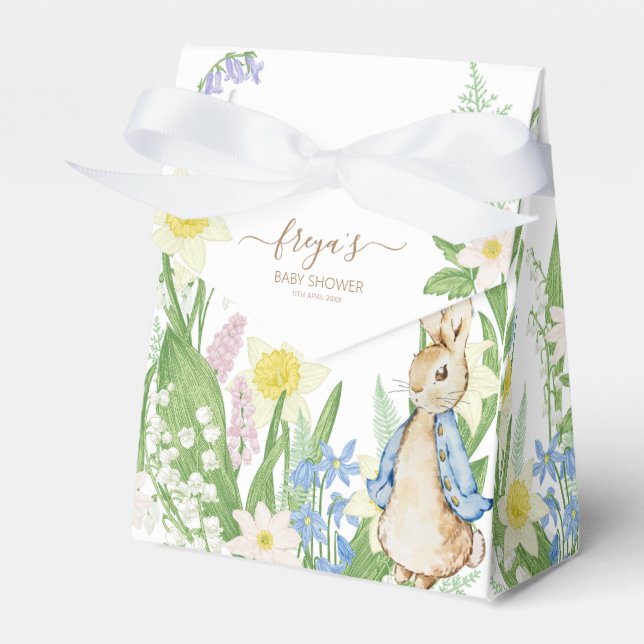Ballotins Pierre le lapin Printemps fleurs Baby shower bleu (Verso)