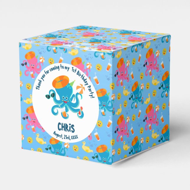 Ballotins Pieuvre bleue sous la mer Boy fête d'anniversaire (Verso)