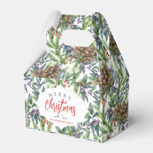 Ballotins Pine cônes motif Joyeux Noël fleuri