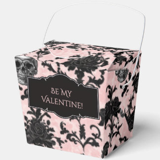 Ballotins Pink and Black Goth Skulls and Roses  Favor Boxes