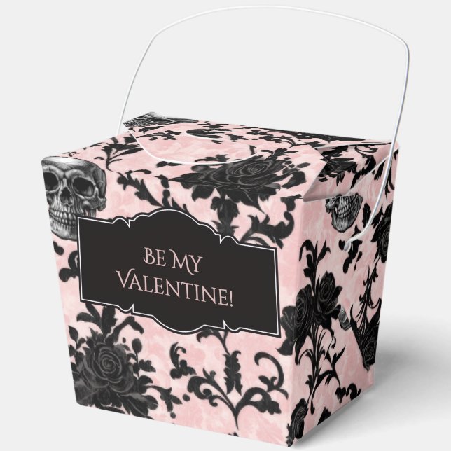 Ballotins Pink and Black Goth Skulls and Roses  Favor Boxes (Recto)