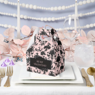 Ballotins Pink and Black Goth Skulls and Roses  Favor Boxes