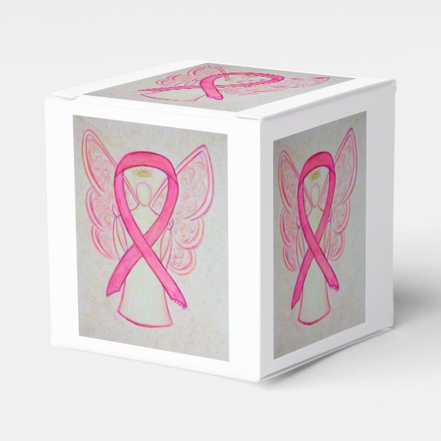 Ballotins Pink Awareness Ribbon Angel Party Favoriser boîte (Verso)