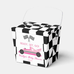 Ballotins Pink Black Race Car Ready Set Go Baby shower