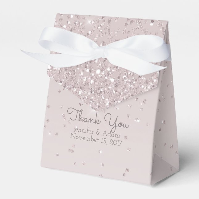 Ballotins Pink Blush Glittery Wedding Favor boîte cadeau (Verso)