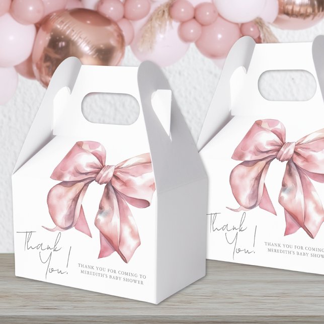 Ballotins Pink Bow Coquette Girl Baby Douche (Pink Bow Coquette Girl Baby Shower Favor Boxes)
